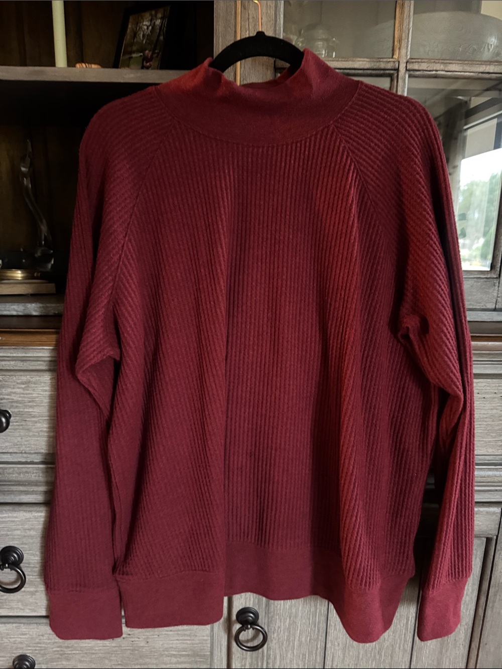 Lands' End Women Ribbed Turtleneck Sweater - Wine